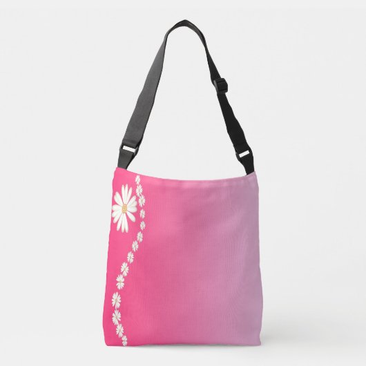 Mijn hart heeft witte bloemen crossbody tas (Voorkant)