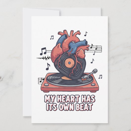"Mijn Hart Heeft Zijn Eigen Ritme" Grappige Vinylp Bedankkaart (Voorkant)