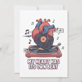 "Mijn Hart Heeft Zijn Eigen Ritme" Grappige Vinylp Bedankkaart (Achterkant)