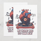 "Mijn Hart Heeft Zijn Eigen Ritme" Grappige Vinylp Bedankkaart (Voorkant / Achterkant)