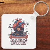 "Mijn Hart Heeft Zijn Eigen Ritme" Grappige Vinylp Sleutelhanger (Achterkant)
