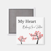 Mijn hart hoort bij een Soldier Heart Tree Magneet (Voorkant / Achterkant)
