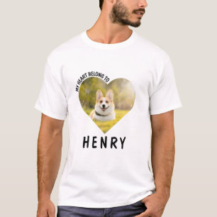 Mijn hart hoort bij gepersonaliseerde hondenfoto's t-shirt