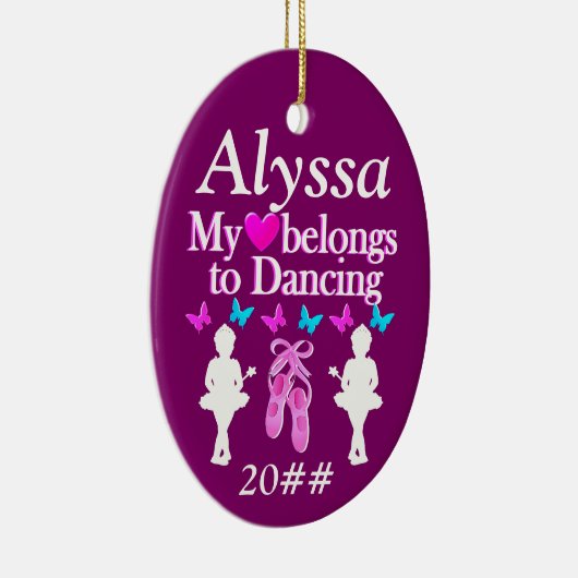 MIJN HART HOORT BIJ HET DANSEN VAN GEPERSONALISEER KERAMISCH ORNAMENT (Rechts)