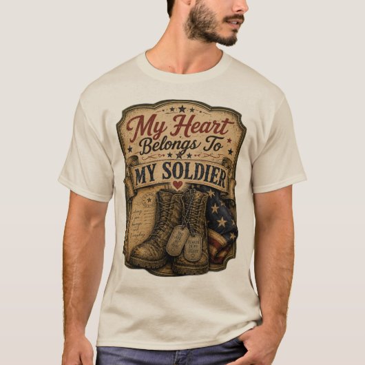 Mijn Hart Hoort Bij Mijn Soldaat T-shirt (Voorkant)
