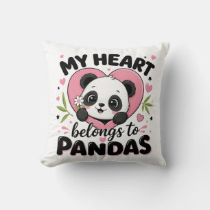 Mijn Hart Hoort Bij Panda's Cute Panda Liefhebber Kussen