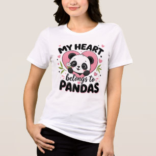 Mijn Hart Hoort Bij Panda's Cute Panda Liefhebber Tri-Blend Shirt