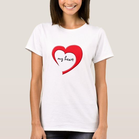 Mijn hart II T-shirt (rood op licht) (Voorkant)