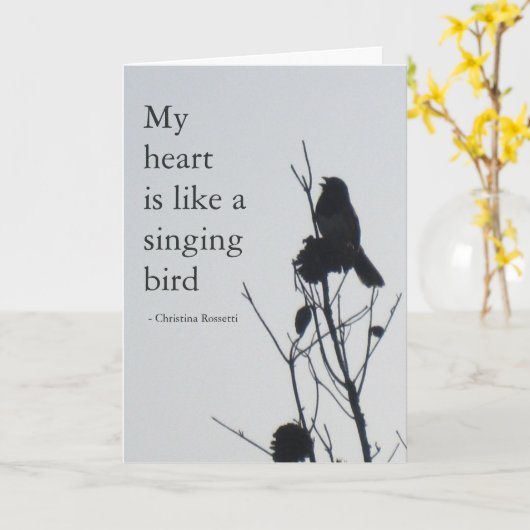 Mijn hart is als een zingende vogelkaart kaart (Gele Bloem)