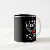 Mijn hart is de liefde quote Valentijnsdag Tweekleurige Koffiemok (Voorkant rechts)