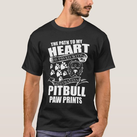 Mijn hart is geplaveid met Aus Pitbull Paw prints T-shirt (Voorkant)