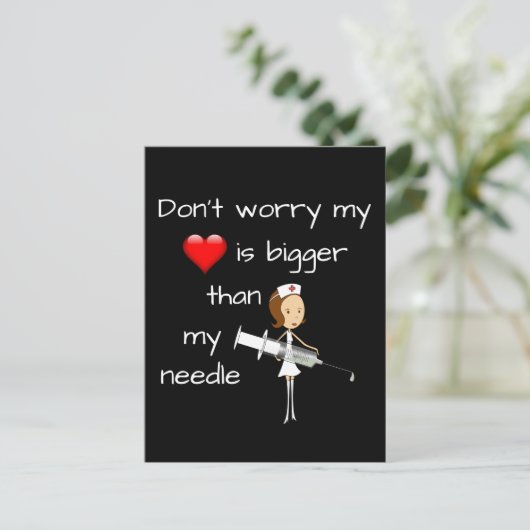 Mijn hart is groter dan mijn naald briefkaart (Staand voorkant)