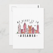 Mijn hart is in ATLANTA Liefde USA -Handgetekende  Briefkaart (Voorkant / Achterkant)