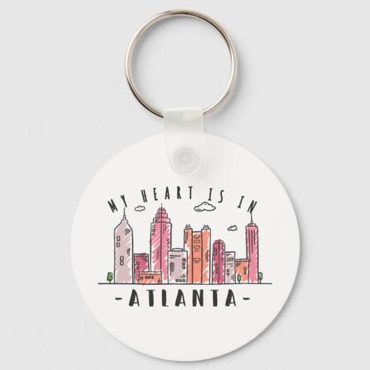 Mijn hart is in ATLANTA Liefde USA -Handgetekende  Sleutelhanger (Voorkant)