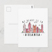 Mijn hart is in ATLANTA Love USA - Handgetekende S Briefkaart (Voorkant / Achterkant)