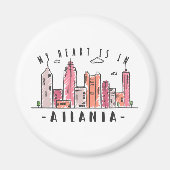 Mijn hart is in ATLANTA Love USA - Handgetekende S Magneet (Voorkant)