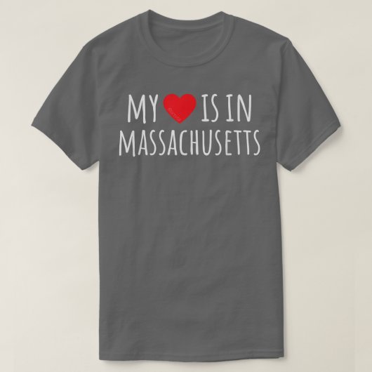 MIJN HART IS IN MASSACHUSETTS Cute American State T-shirt (Design voorkant)