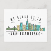 Mijn hart is in SAN FRANCISCO - Handgetekende Skyl Briefkaart (Voorkant)