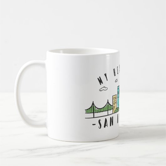 Mijn hart is in SAN FRANCISCO - Handgetekende Skyl Koffiemok (Links)