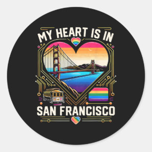 Mijn hart is in San Francisco Souvenir Golden Gate Ronde Sticker