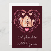 Mijn hart is jullie hele Cute Fox Valentijnsdag Feestdagenkaart (Voorkant / Achterkant)