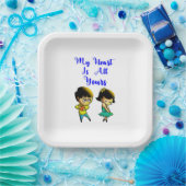 Mijn hart is jullie Valentijn van overdekte parasa Papieren Bordje (Feest)