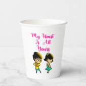 Mijn hart is jullie Vriendin Valentijn Papieren Bekers (Achterkant)