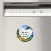 Mijn hart is met Hawaii Button Magneet (Insitu (Vaatwasser))