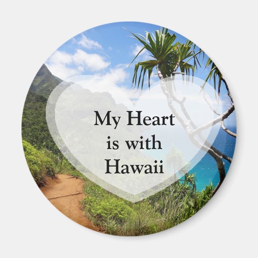 Mijn hart is met Hawaii Button Magneet (Voorkant)