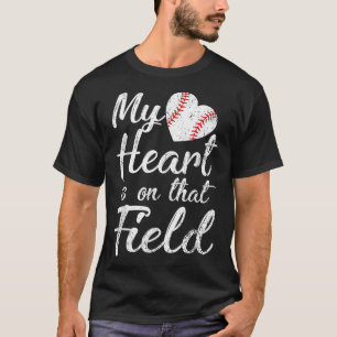 Mijn hart is op dat veld honkbal softbal mam gi t-shirt