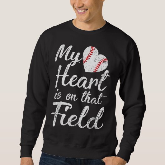 Mijn hart is op dat veld honkbal softbal mam gi trui (Voorkant)