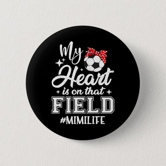 Mijn hart is op dat voetbalveld Mimi oma Ronde Button 5,7 Cm (Voorkant)