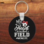 Mijn hart is op dat voetbalveld Soccer Moeder Moed Sleutelhanger (Voorkant)