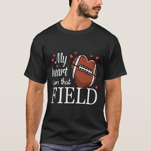 Mijn hart is op het veld voetbalontwerp t-shirt (Voorkant)