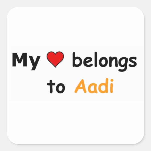 Mijn hart is van Aadi Vierkante Sticker (Voorkant)
