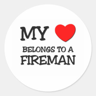 Mijn hart is van een brandweerman ronde sticker