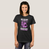 Mijn hart is van een vrachtwagenchauffeur t-shirt (Voorkant volledig)