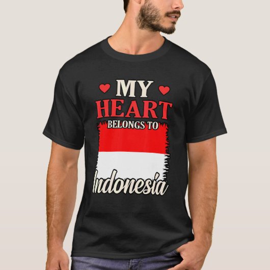 Mijn hart is van Indonesië T-shirt (Voorkant)