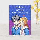 Mijn hart is van jou | Anime Gelukkige Valentijnsd Kaart (Gele Bloem)