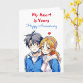 Mijn hart is van jou | Anime Happy Jubileum Kaart (Gele Bloem)