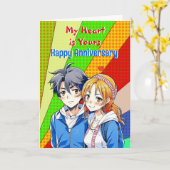 Mijn hart is van jou | Anime Pop Art Jubileum Kaart (Gele Bloem)