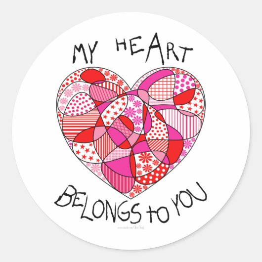 Mijn hart is van jou Hart Sticker | Rond (Voorkant)