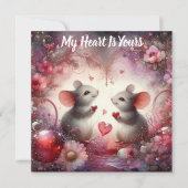 Mijn hart is van jou muizen bloemenmolen Waterverf Feestdagenkaart (Voorkant)