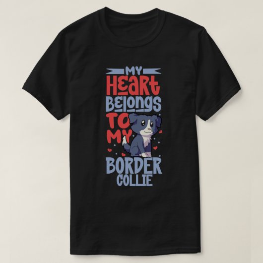 Mijn hart is van mijn Border Collie T-shirt (Design voorkant)