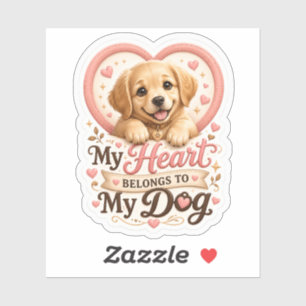 Mijn hart is van mijn hond Cute Golden Retriever P Sticker