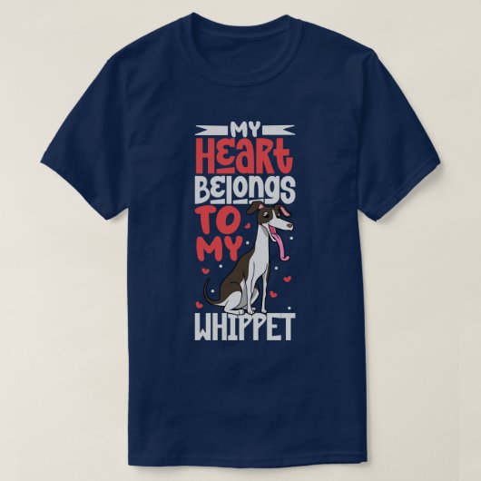 Mijn hart is van mijn Whippet T-shirt (Design voorkant)