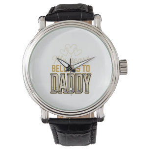 Mijn hart is van papa vintage typografie shirt horloge