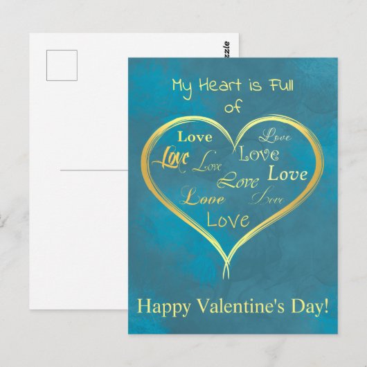 Mijn hart is vol liefde, Valentijn Briefkaart (Voorkant / Achterkant)