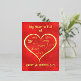 Mijn hart is vol liefde, Valentijn Folie Uitnodiging Briefkaart