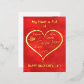 Mijn hart is vol liefde, Valentijn Folie Uitnodiging Briefkaart (Voorkant / Achterkant)